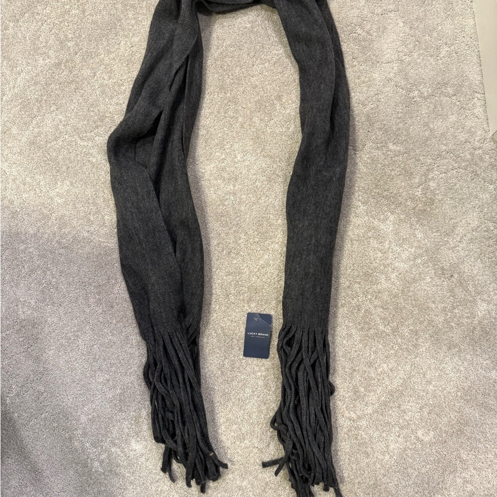 Lucky Brand Dark Gray Scarf with Fringe